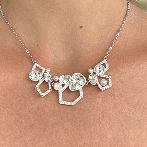 Touchstone Crystal by Swarovski  Retired edgy necklace rhodium with crystals